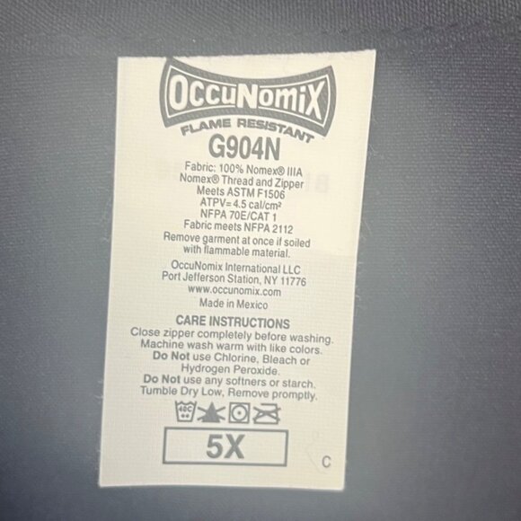 OccuNomix Workwear Coveralls Suit Nomex Fire Resistant FR Navy Blue G904N Size 5 - Picture 5 of 5